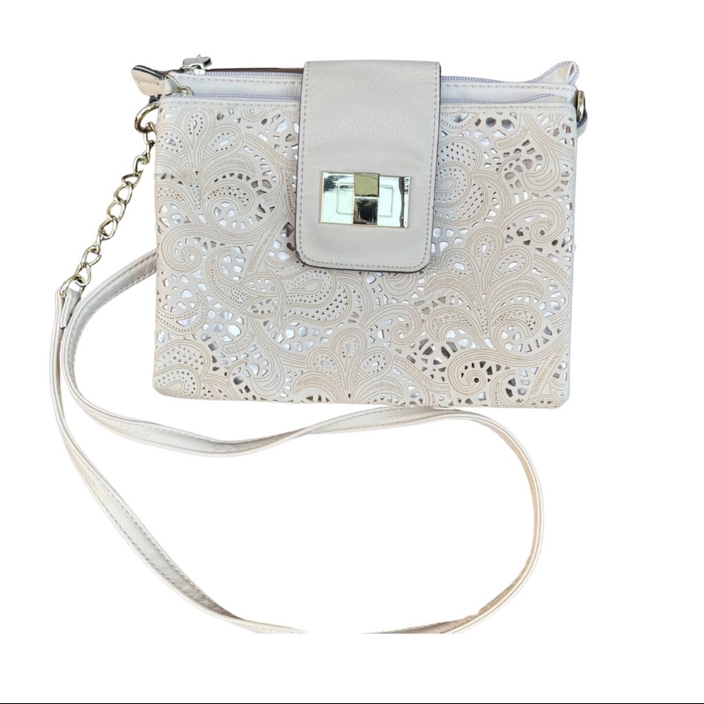 Crossbody Bag in Beige & Gold